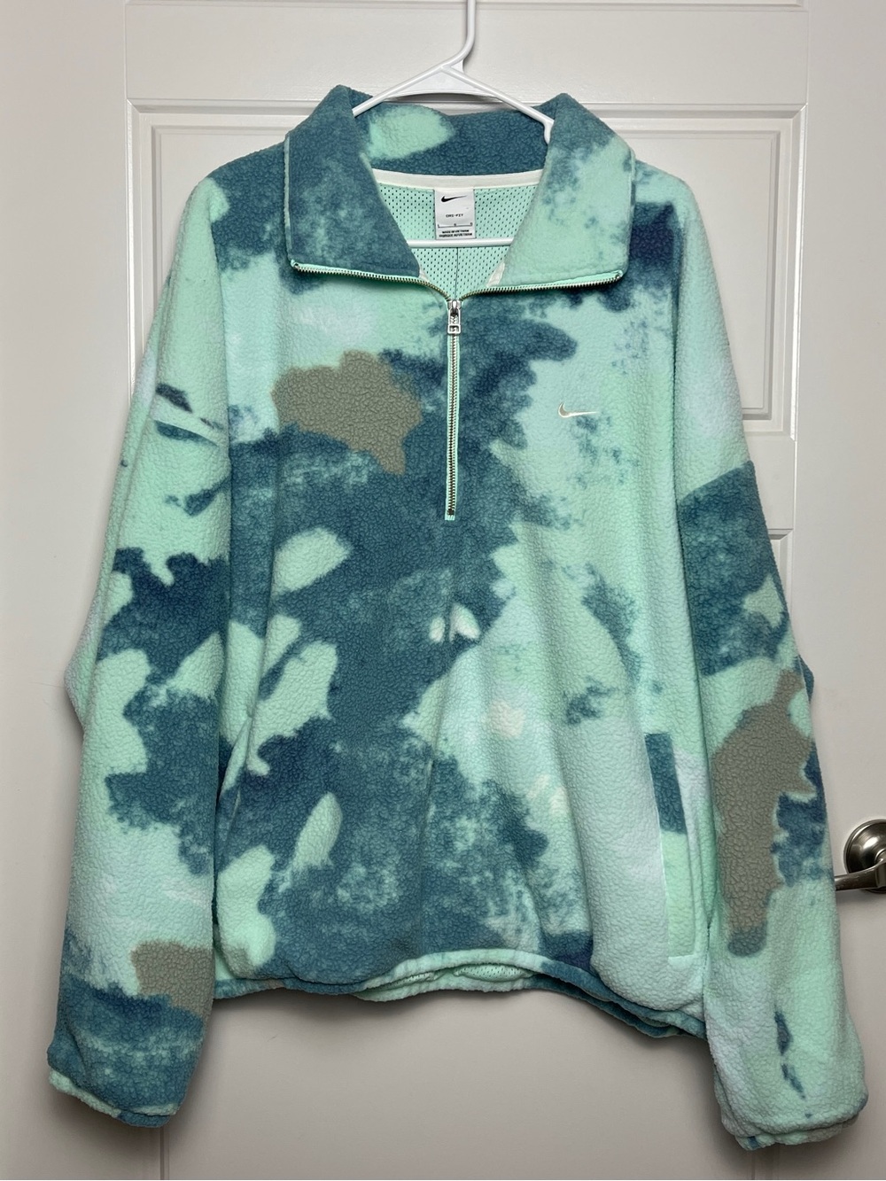 Nike Teal & Mint Tie-Dye Quarter-Zip Fleece Pullover